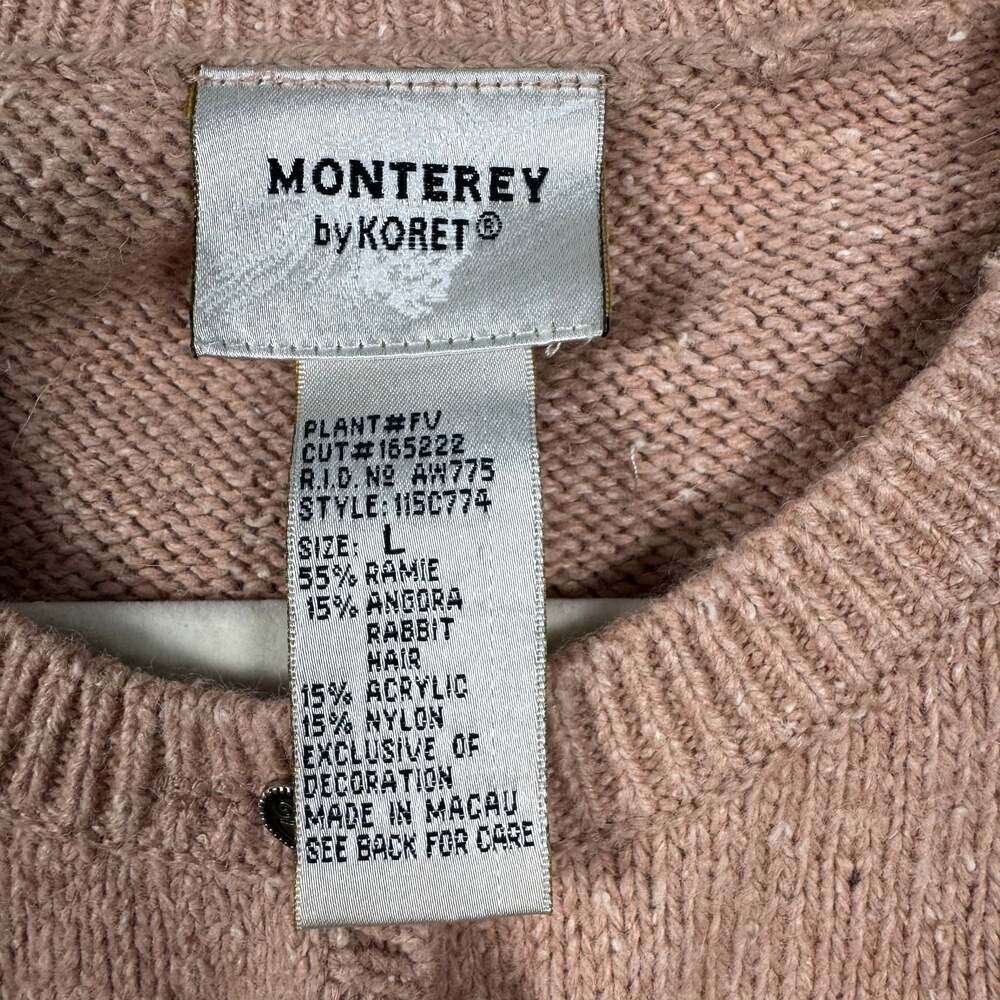 Monterey by Koret Cottagecore Cardigan Pink Knit Size Large Grandma Sweater - Picture 5 of 6